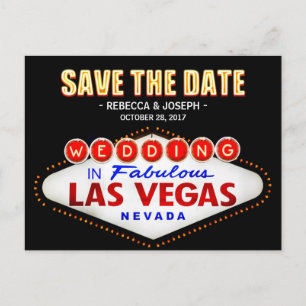 Las Vegas Neon Sign - Save the Date Wedding Announcement Postcard
