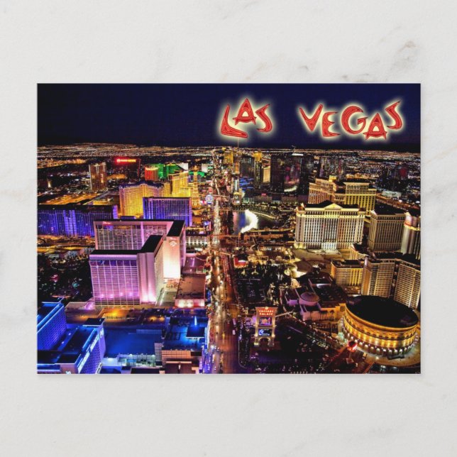 Las Vegas, Nevada at night - aerial view Postcard (Front)