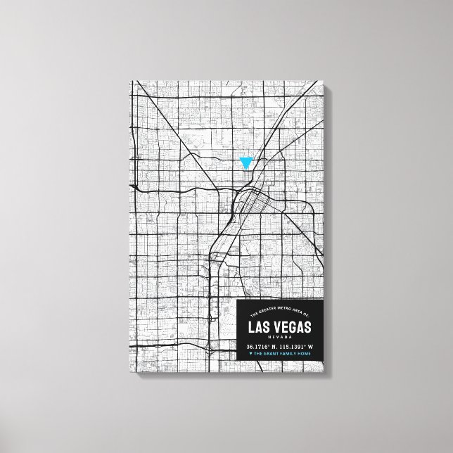 Las Vegas, Nevada City Map + Mark Your Location Canvas Print (Front)