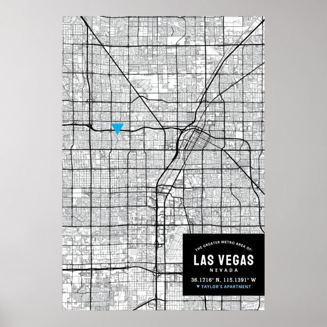 Las Vegas, Nevada City Map + Mark Your Location  Poster (Front)