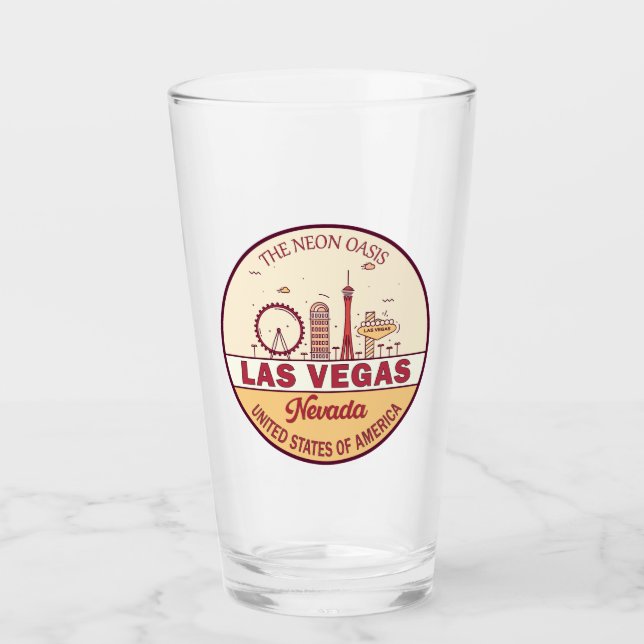 Las Vegas Nevada City Skyline Emblem Glass (Front)
