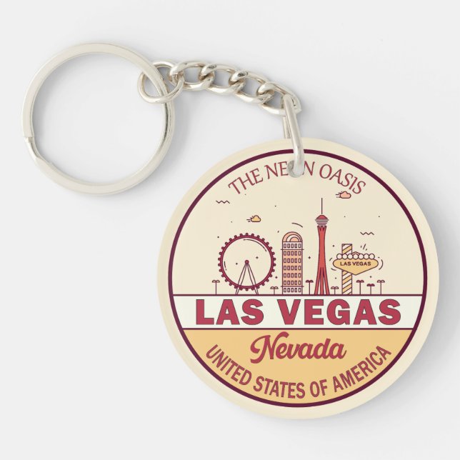 Las Vegas Nevada City Skyline Emblem Key Ring (Front)