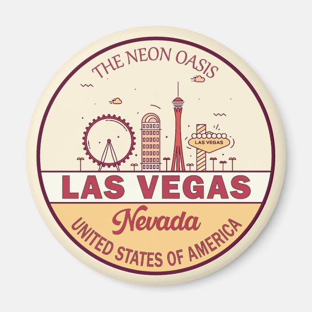 Las Vegas Nevada City Skyline Emblem Magnet (Front)