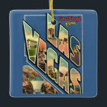 Las Vegas Nevada Greeting Ceramic Ornament<br><div class="desc">A truly retro,  vintage postcard for Las Vegas repurposed on an ornament.</div>