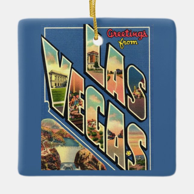 Las Vegas Nevada Greeting Ceramic Ornament (Front)