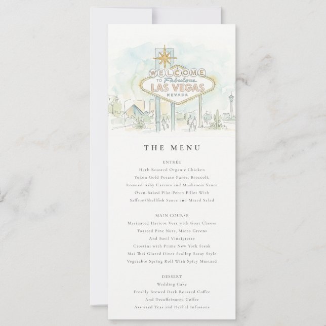 Las Vegas Nevada Landscape Wedding Menu Card (Front)