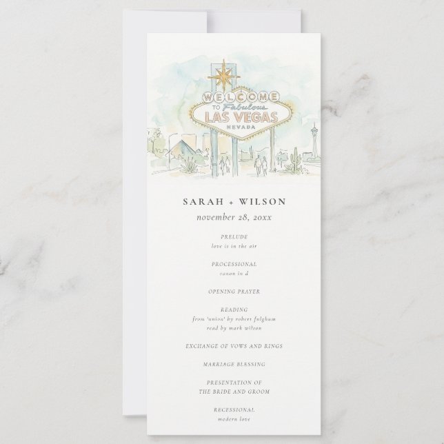 Las Vegas Nevada Landscape Wedding Program Invitation (Front)