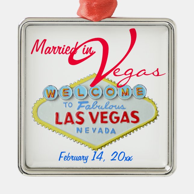 Las Vegas Nevada Marriage Celebration Metal Tree Decoration (Front)