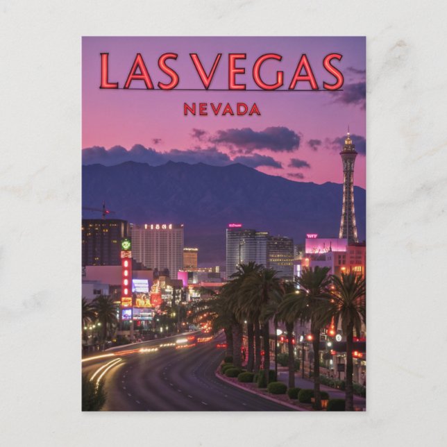Las Vegas Nevada Neon Lights Strip Night Postcard (Front)