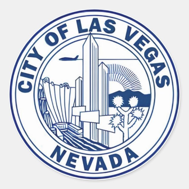 Las Vegas Nevada Official City Seal Round Sticker (Front)