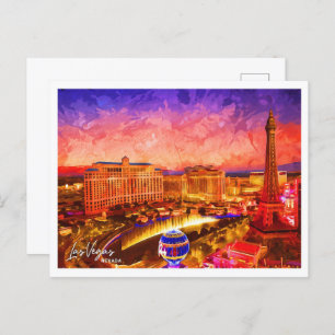 Las Vegas Nevada Oil Paint City Landscape Postcard