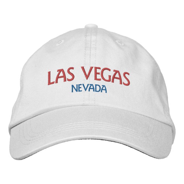 LAS VEGAS NEVADA Red Blue White Cotton Embroidered Hat (Front)