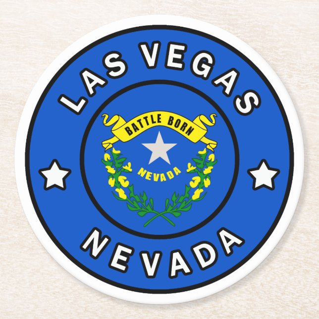 Las Vegas Nevada Round Paper Coaster (Front)
