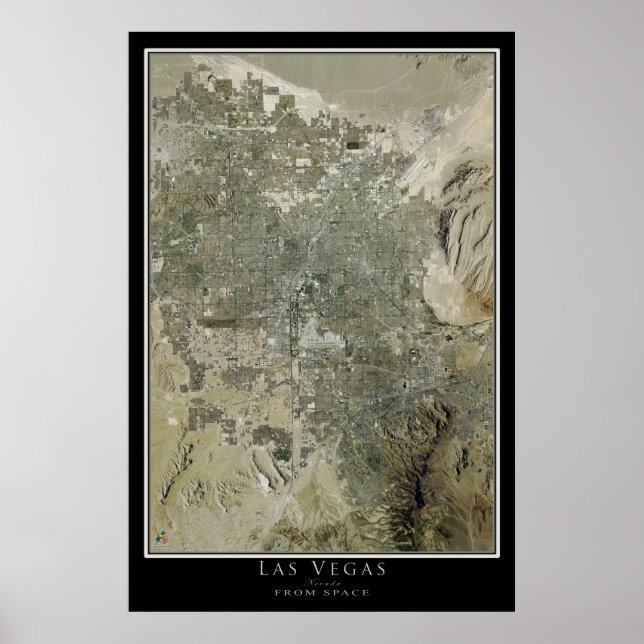 Las Vegas Nevada Satellite Poster Map (Front)