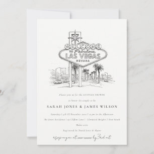 Las Vegas Nevada Sketch Landscape Couples Shower Invitation