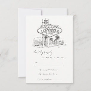 Las Vegas Nevada Sketch Landscape Wedding RSVP Card