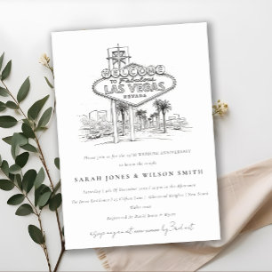Las Vegas Nevada Sketch Wedding Anniversary Invitation