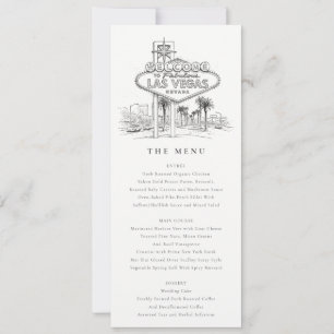Las Vegas Nevada Sketch Wedding Menu Card