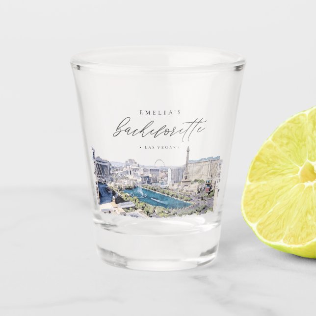 LAS VEGAS Nevada Skyline Bachelorette Favour Shot Glass (Front)
