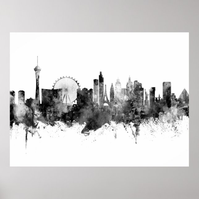 Las Vegas Nevada Skyline Black White Poster (Front)