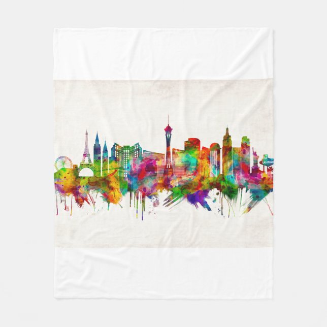 Las Vegas Nevada Skyline Fleece Blanket (Front)