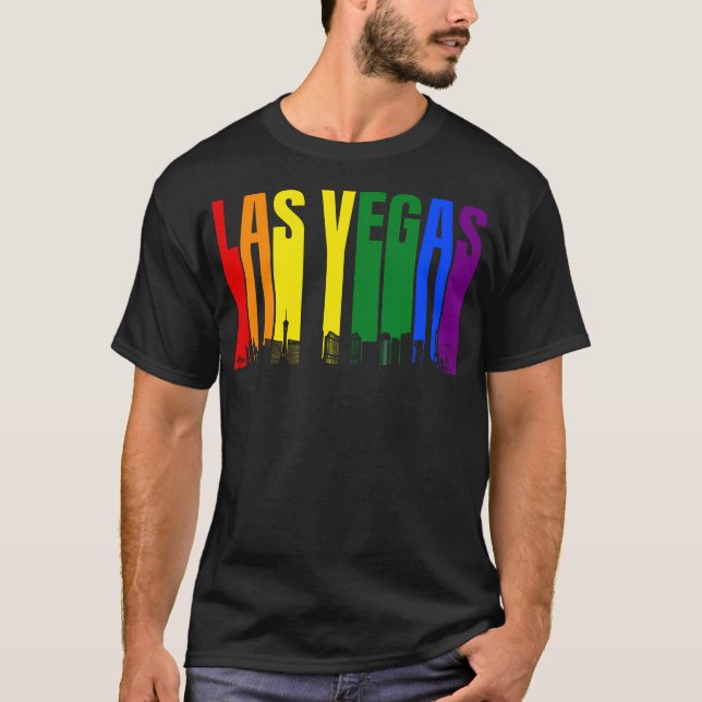 Las Vegas Nevada Skyline Lgbtq Gay Pride Rainbow T-Shirt (Front)