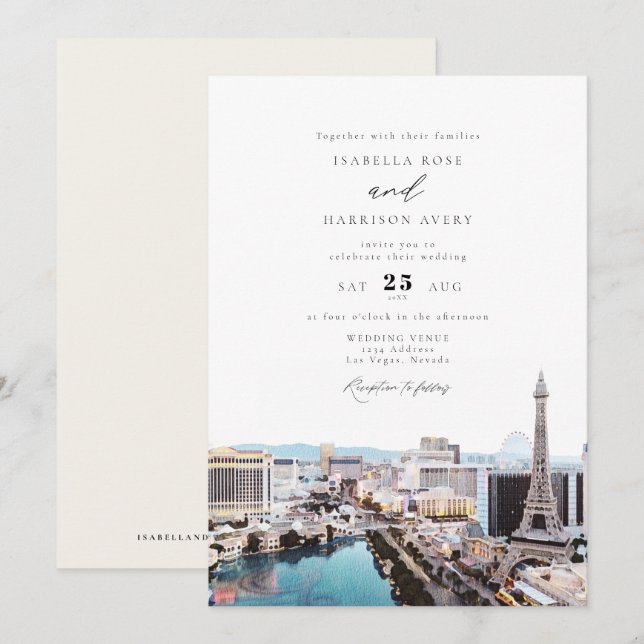 LAS VEGAS Nevada Strip Skyline Wedding Invitation (Front/Back)