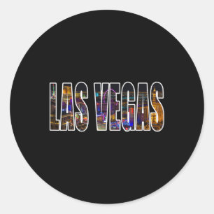 Las Vegas Nevada Urban Skyline Photography Font Classic Round Sticker