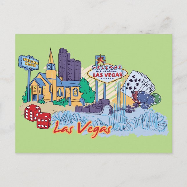Las Vegas, Nevada US Famous City Postcard (Front)