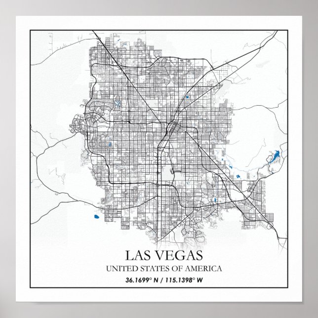 Las Vegas Nevada USA Cities Travel City Map Poster (Front)