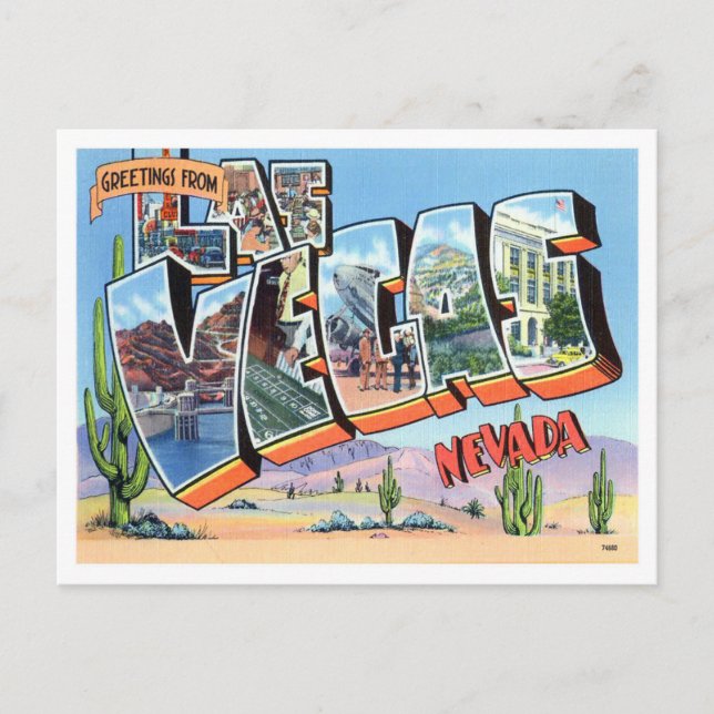 Las Vegas, Nevada Vintage Big Letters Postcard (Front)