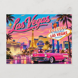 Las Vegas Nevada Vintage Travel Art Holiday Postcard