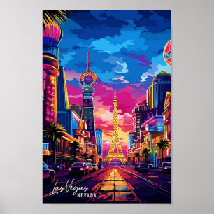 Las Vegas Nevada vintage travel illustration Poster