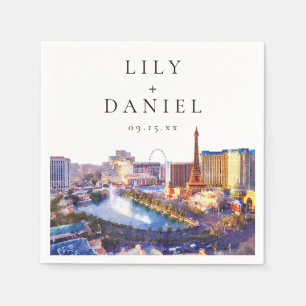 Las Vegas Nevada Watercolor Destination Wedding Napkin