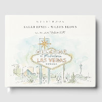 Las Vegas Nevada Watercolor Landscape Wedding