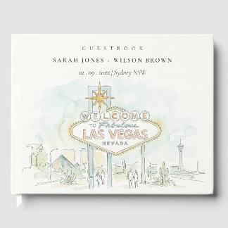 Las Vegas Nevada Watercolor Landscape Wedding Guest Book