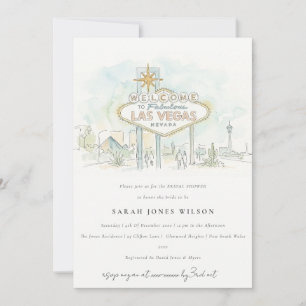 Las Vegas Nevada Watercolor Scape Bridal Shower Invitation