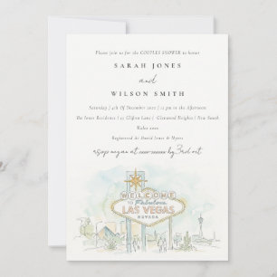 Las Vegas Nevada Watercolor Scape Couples Shower Invitation