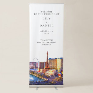 Las Vegas Nevada Watercolor Wedding Welcome Retractable Banner