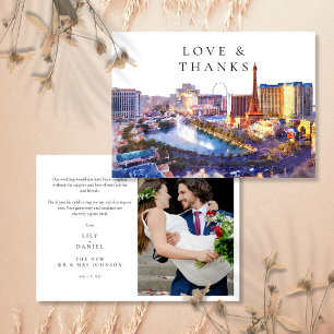 Las Vegas Nevada Wedding Photo Thank You Card