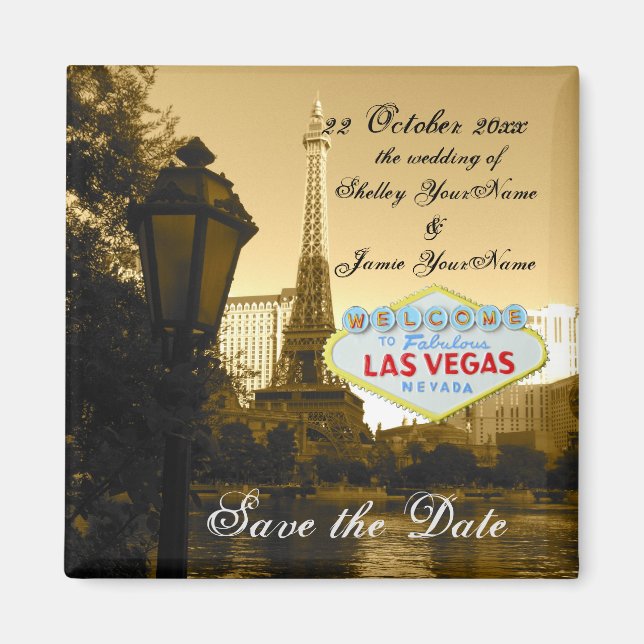 Las Vegas Nevada Wedding Save the Date Magnet (Front)