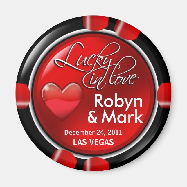 Las Vegas Newlyweds Casino Chip Magnet Favour (Front)
