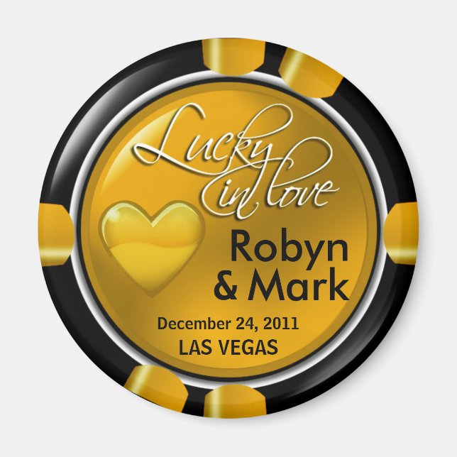Las Vegas Newlyweds Casino Chip Magnet Favour (Front)