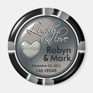 Las Vegas Newlyweds Casino Chip Magnet Favour
