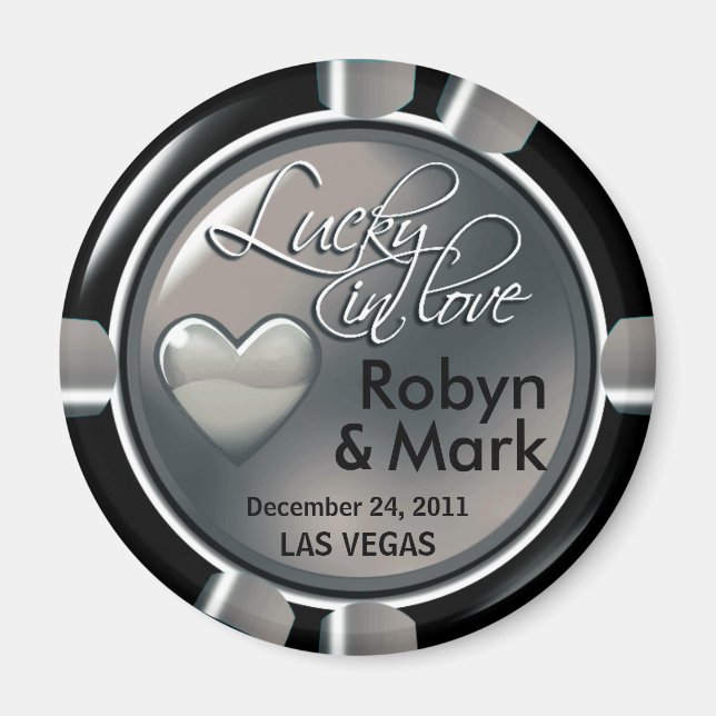 Las Vegas Newlyweds Casino Chip Magnet Favour (Front)