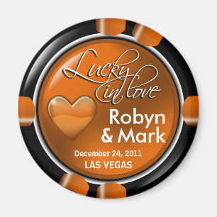 Las Vegas Newlyweds Casino Chip Magnet Favour