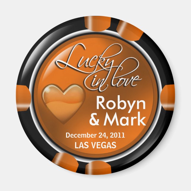 Las Vegas Newlyweds Casino Chip Magnet Favour (Front)