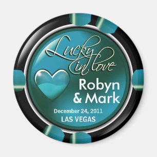 Las Vegas Newlyweds Casino Chip Magnet Favour