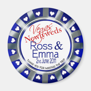 Las Vegas Newlyweds Casino Chip Magnet Favour