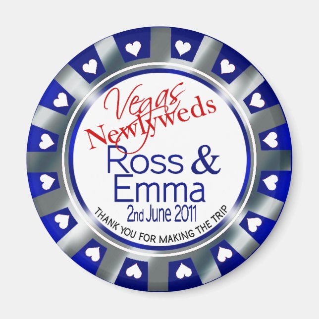 Las Vegas Newlyweds Casino Chip Magnet Favour (Front)